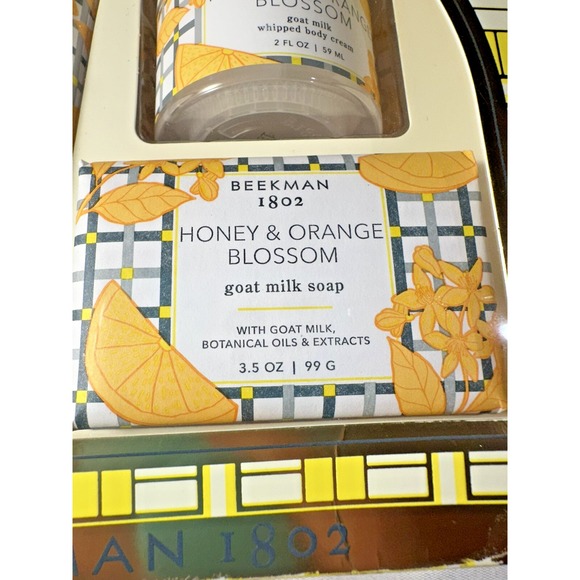 BEEKMAN 1802 "HONEY AND ORANGE BLOSSOM" 3pc Bodycare Gift Set - New Boxed - Picture 3 of 10